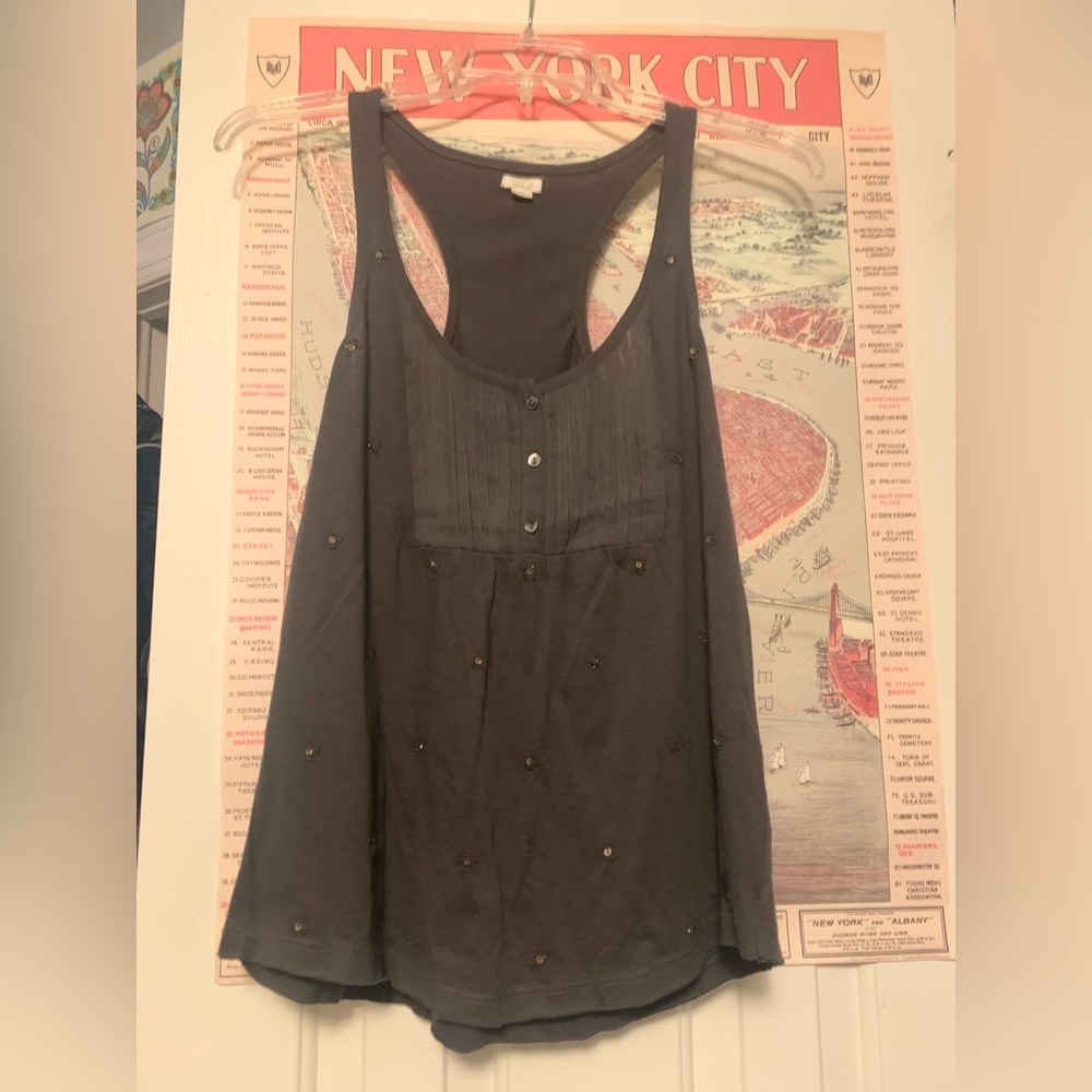 Aerie Green-Grey Tank Top w/Sequin Detailing (S)